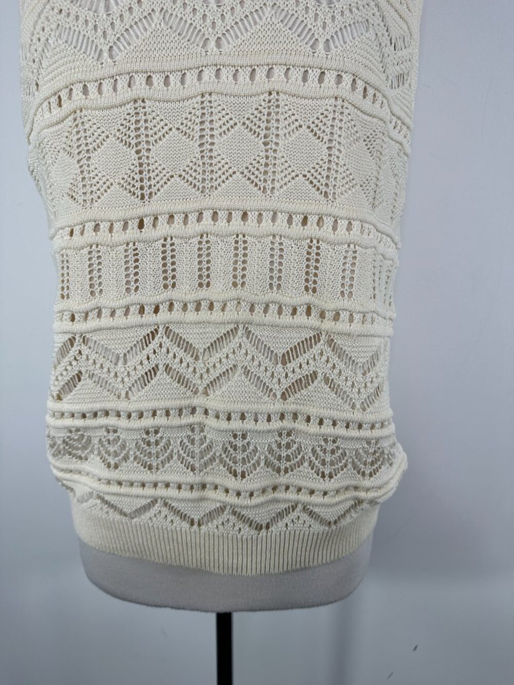 NWT Ralph Lauren Cream Black Label Sleeveless Crochet Knit Top Women's Sz XL - Picture 3 of 16